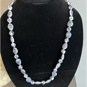 Chinese Blue & White Porcelain Bead Necklace